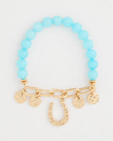 Chico's On Sale Light Blue Jade Stone Link Charm Bracelet
