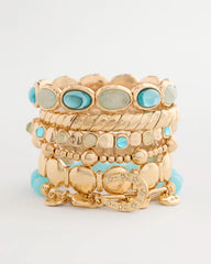 Chico's On Sale Light Blue Jade Stone Link Charm Bracelet