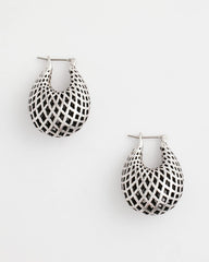 Chico's For Sale Silver Silver Lattice Puff Hoop Earrings