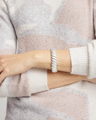Chico's On Sale Silver Matte Twist Stretch Bracelet