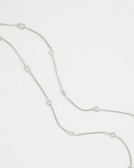 Chico's Discount Silver Fine Crystal Long Chain Necklace