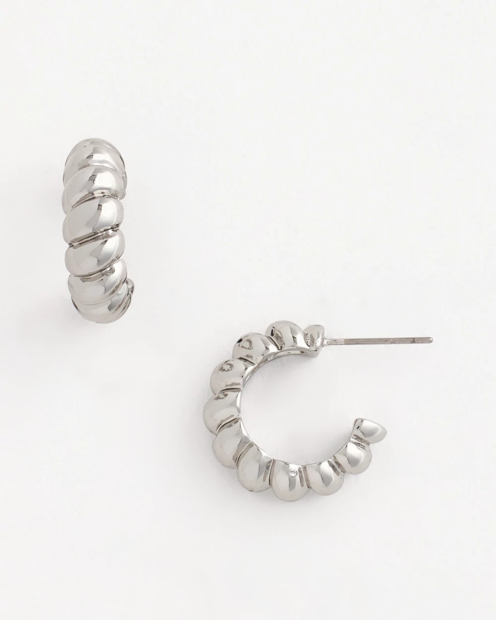 Chico's Outlet Silver No Droop® Silvertone Twisted Hoop Earrings