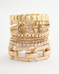 Chico's On Sale Gold Golden Matte Square Stretch Bracelet