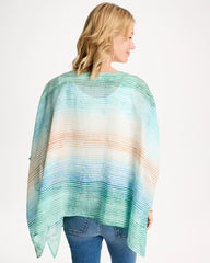 Chico's Sale Teal Waters Ombre Coastal Printed Poncho