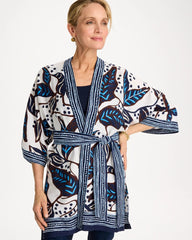 Chico's On Sale Ecru Printed Belted Kimono