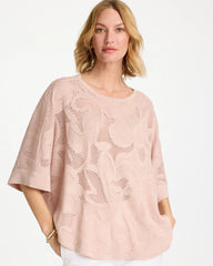 Chico's Sale Rose Smoke Boatneck Rounded Hem Poncho