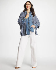 Chico's Outlet Indigo Sky Heather Rounded Hem Zip-Front Ruana