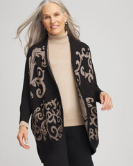 Chico's On Sale Black Ottoman Jacquard Cocoon Cardigan