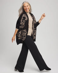 Chico's On Sale Black Ottoman Jacquard Cocoon Cardigan