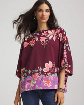Chico's Sale Deep Chianti Printed Boatneck Pullover Poncho