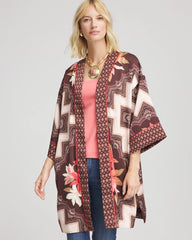 Chico's Outlet Cacao Long Mixed-Print Kimono