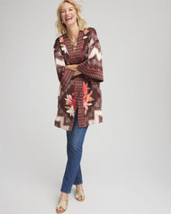 Chico's Outlet Cacao Long Mixed-Print Kimono