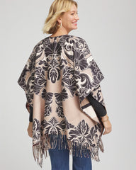 Chico's Online Champagne Fizz Reversible Printed Fringe Ruana
