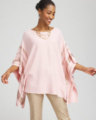 Chico's Discount Blushed Sequin Striped Sweater Poncho