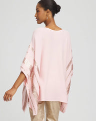 Chico's Discount Blushed Sequin Striped Sweater Poncho