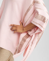 Chico's Discount Blushed Sequin Striped Sweater Poncho