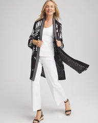 Chico's Outlet Black Tie-Front Long Kimono