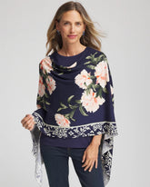 Chico's Sale Passport Blue Asymmetrical Convertible Sweater Poncho