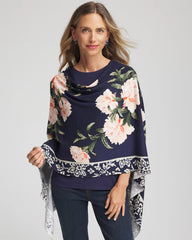 Chico's Sale Passport Blue Asymmetrical Convertible Sweater Poncho