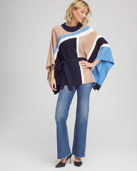 Chico's For Sale Passport Blue Belted Colorblock Poncho