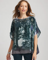 Chico's Online Striking Teal Velvet Burnout Passion Poncho