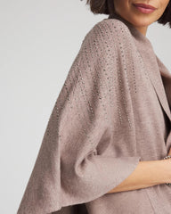 Chico's Outlet Taupe Heather Embellished Shawl Collar Ruana