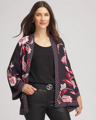Chico's Online Black Short Floral Kimono