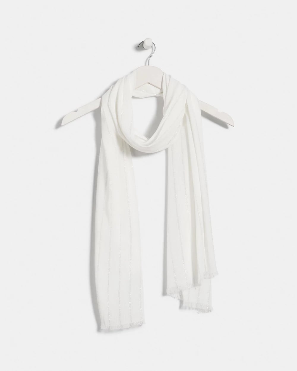 Chico's Outlet White Lurex Oblong Scarf