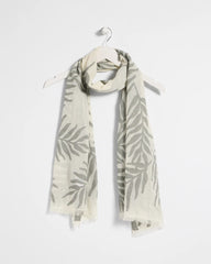 Chico's Online White Palm Embroidered Oblong Scarf