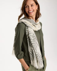 Chico's Online White Palm Embroidered Oblong Scarf