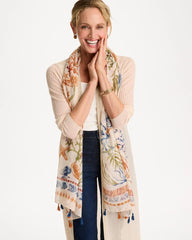 Chico's Discount Olive Sea Life Tassel Oblong Scarf
