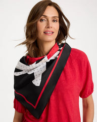 Chico's On Sale Black Polka Dot Floral Square Scarf