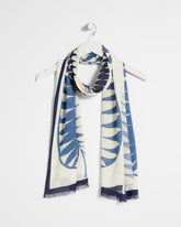 Chico's Discount Passport Blue Palm Frond Oblong Scarf