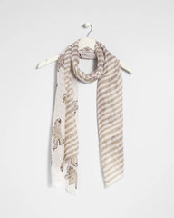 Chico's For Sale Neutral Striped Floral Oblong Scarf