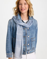 Chico's For Sale Blue Lurex Trim Oblong Scarf