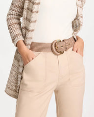 Chico's For Sale Taupe Satin Stretch Metal Belt