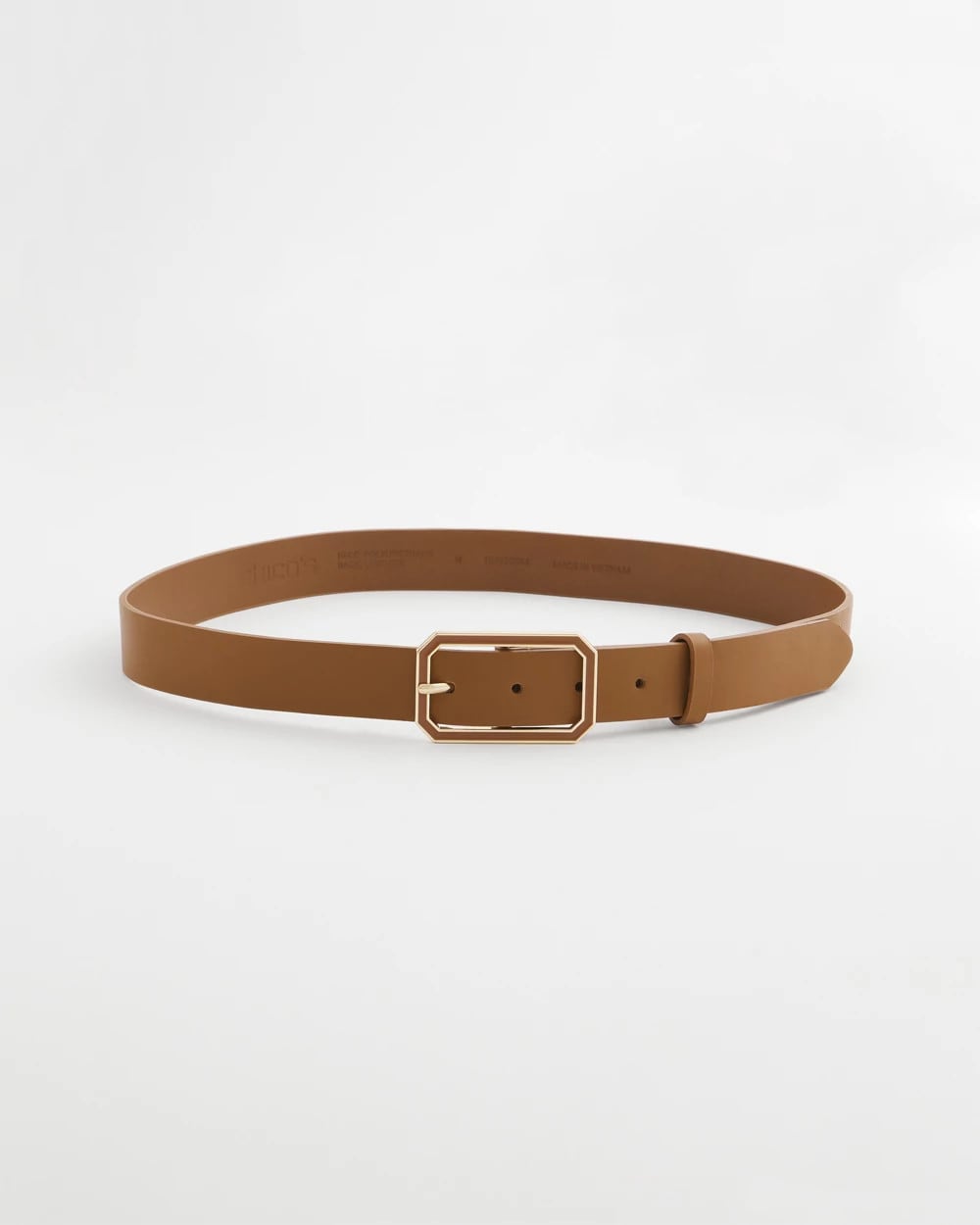 Chico's On Sale Brown Cognac Enamel Buckle Trouser Belt
