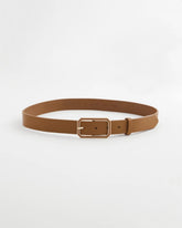 Chico's On Sale Brown Cognac Enamel Buckle Trouser Belt