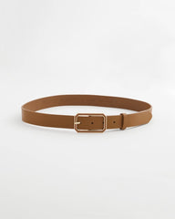 Chico's On Sale Brown Cognac Enamel Buckle Trouser Belt