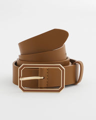 Chico's On Sale Brown Cognac Enamel Buckle Trouser Belt