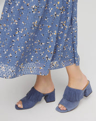 Chico's Discount Blue Lotus Blue Lotus Suede Fringe Block Heels