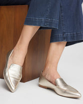 Chico's Sale Gold Gold Metallic Leather Loafer