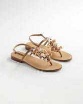 Chico's Discount Natural Beach Seashell T-Strap Sandals