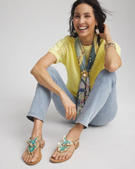 Chico's Sale Metallic Multi Butterfly T-Strap Sandal