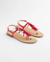 Chico's On Sale Red Coral Beach T-Strap Sandals
