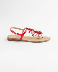 Chico's On Sale Red Coral Beach T-Strap Sandals