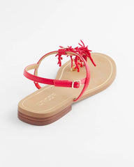 Chico's On Sale Red Coral Beach T-Strap Sandals
