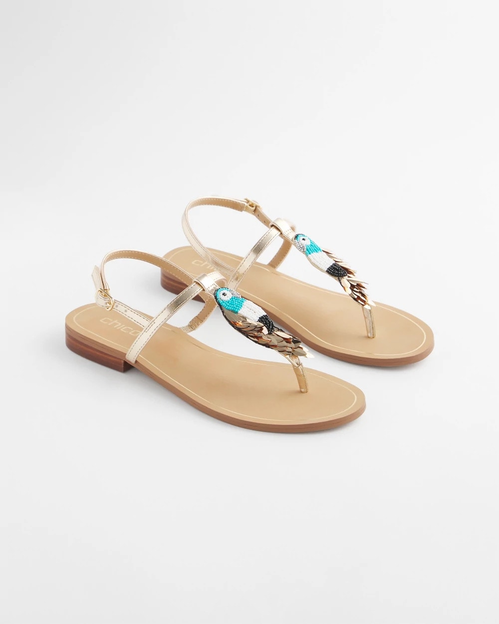 Chico's For Sale Multi Beach Parrot T-Strap Sandals