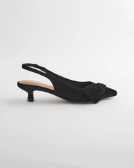 Chico's Discount Black Charm Velvet Bow Kitten Heels