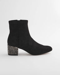 Chico's On Sale Black Embellished Destiny Art Deco Boot Heels